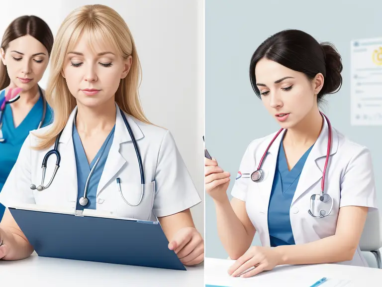 A nurse managing multiple tasks simultaneously while another nurse focuses on a single task, highlighting the differences between multi-tasking and single-tasking in nursing.