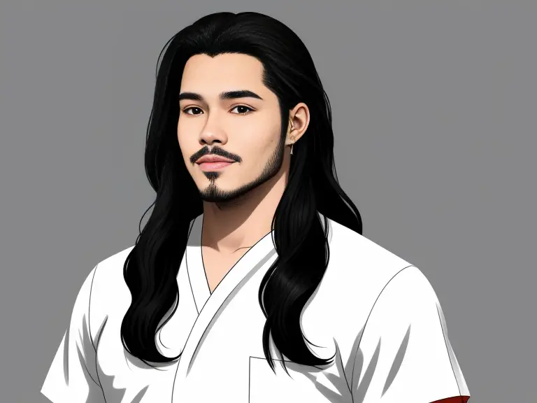 A male nurse with long black hair.