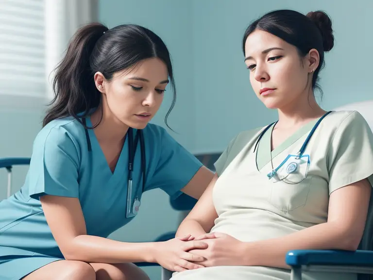 A nurse is talking to a another nurse in a hospital about mental illness.