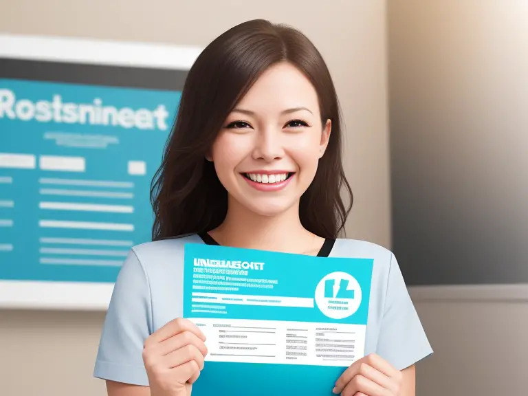 A nursing student is holding up a document.