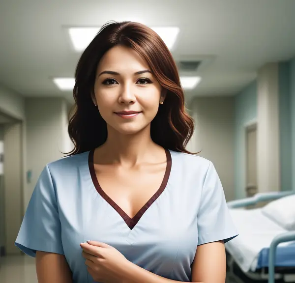 A nurse standing in a hospital room.