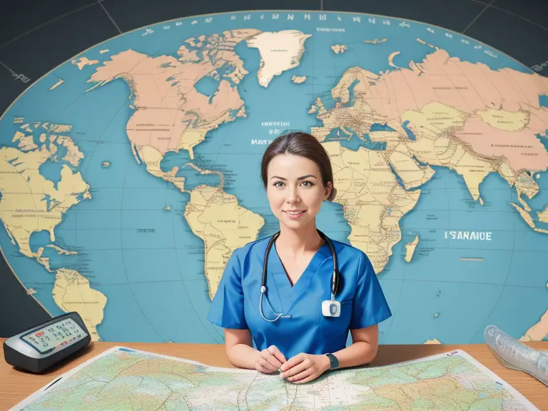 A nurse is sitting at a desk with a map in front of her, pondering the frequency of audits for travel nurses.