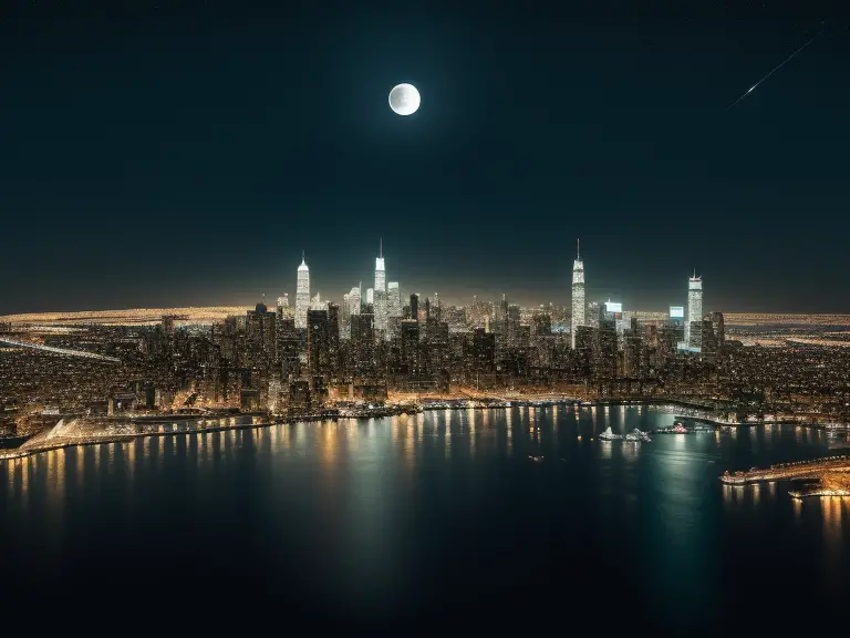 An aerial view of the city at night.