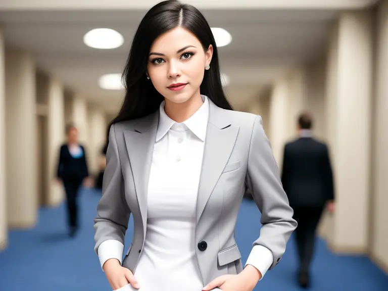 A woman in a gray suit attending a nursing conference.