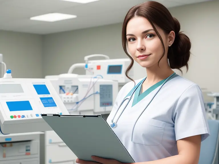 A nurse in an obstetrics and gynecology room.