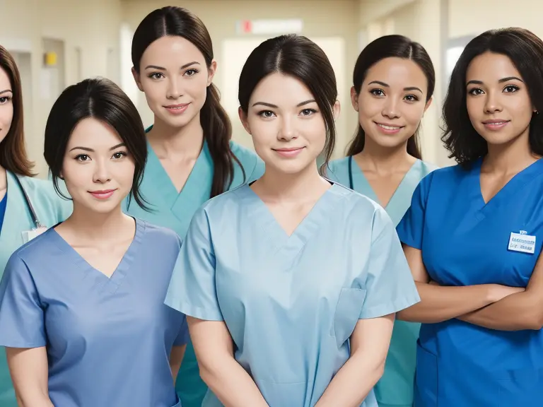 A group of female nurses celebrating GI Nurses Week in a hallway.