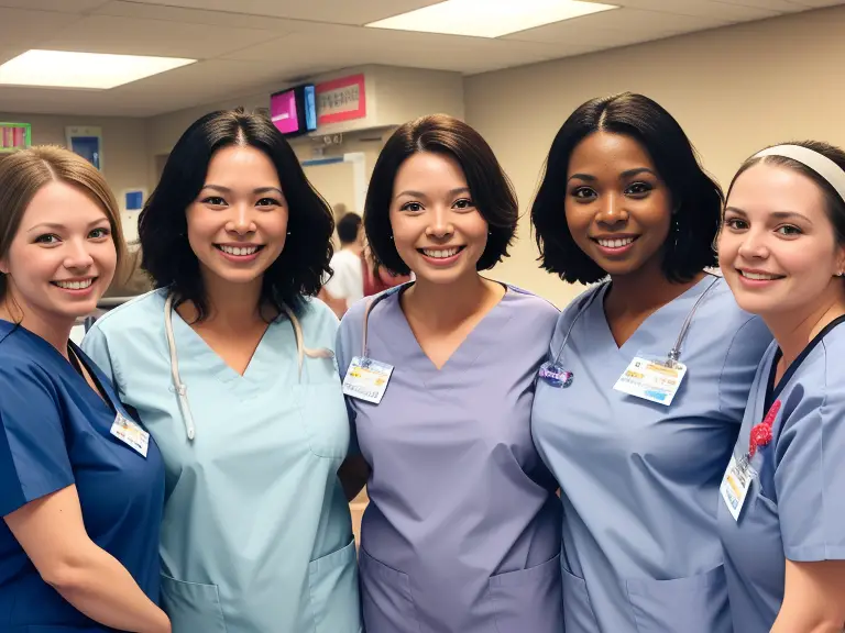 A group of female nurses posing for a photo during ICU Nurses Week.