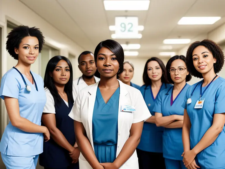 A group of nurses and social workers standing in a hallway.