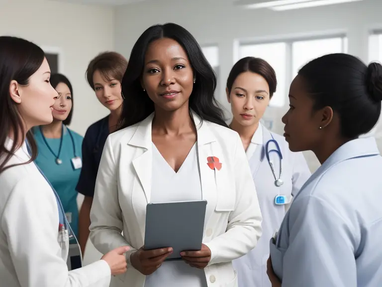 A group of doctors discussing the process of returning to nursing after a long absence.