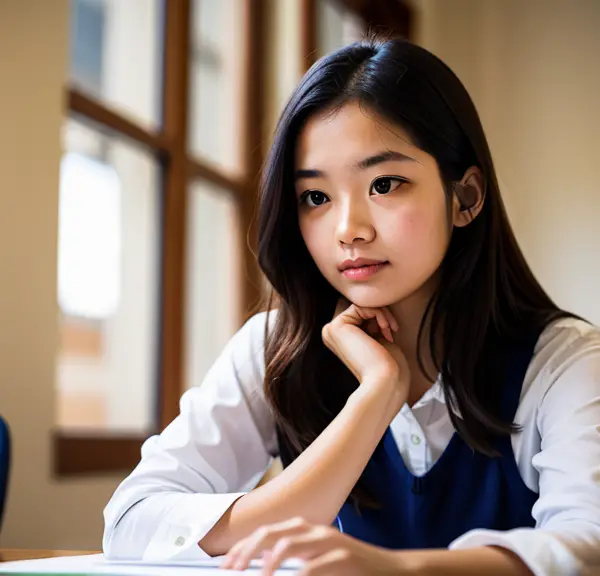 A woman sitting at a desk, preparing for the NCLEX with ATI resources.