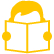 Yellow icon of a person with hair reading an open book, shown from the front.